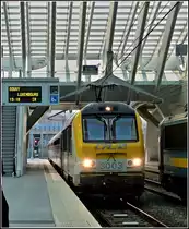 3003 is arriving at the station Li�ge Guillemins in the evening of March 27th, 2011.