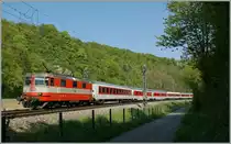 SBB Re 4/4 II 11109 with the CNL Praha/Berlin - Z�rich on a special way  by Thayngen (works on the line by Rastatt).
22.04.2011
