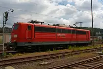 German electric locomotive 151 139-3 from the RAILION Logistics  parked at the 28/05/2011 in Kreuztal (Germany). The pantograph have just been moved out.