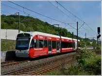 Saarbahn N� 1026 photographed near the stop R�merkastell in Saarbr�cken on May 29th, 2011.