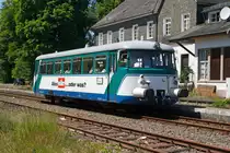 VT 1 of the WB (Wiehltalbahn), set in the RSE Bonn, (ex. Rse VT 7, ex. SWEG VT 7) stands on 06.02.2011 at the station wiehl, ready for departure to Dieringhausen (Germany). The MAN-railcar was in 1966 under the Serial number 151187 built and to the SWEG delivered. He has 2 MAN D2156 4MxU engines � 200 HP.