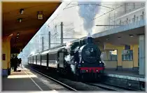 The steam engine 64.169 is heading the special train  Saint Valentrain  in Bruxelles Nord on February 17th, 2008.