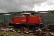 The 345 159 8 (ex DR 105159-8) of the Die-Lei-GmbH (Kassel) with crushed stone train  (Fccpps of the Railpro (NL)) at the 05.08.2011 in Siegen (Kaan-Marieborn). The locomotive of the type V 60 D (East) was built in 1982 under the serial number 17685 from the LEW 17685. She has a power of 478 kW = 650 hp.