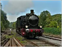 The steam engine KDL 7  Energie 507  is running on the heritage track  Ligne du Bocq  in Dorinne-Durnal on August 14th, 2010. 