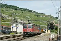 Two SBB Re 4/4 with a Cargo train in Rivaz-15.06.2011