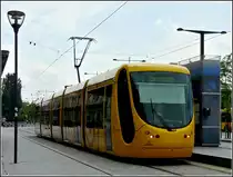 Sol�a Alstom Citadis 300 tram N� 2025 pictured in front of the main station of Mulhouse on June 19th, 2010.