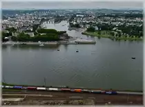 A SBB Cargo Re 482 is hauling a goods train through Koblenz Ehrenbreitstein on June 24th, 2011.