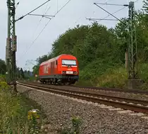 Locomotive No. 22 of the WLE (Westf�lische Landes-Eisenbahn GmbH), goes solo on 11.08.2011, on the right Rhine route, at Unkel to north.