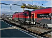 The railjet is leaving the main station of Z�rich on December 27th, 2009.