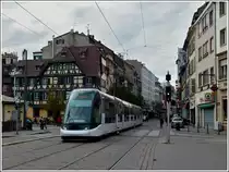 A Citadis tram is running through the Rue du Faubourg National in Strasbourg on October 28th, 2011. 