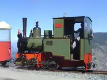 2 ft gauge steam engine  Liseli  (Jung No 1693, built 1911) in service on the high alpin panoramic railway of  Parc d'Attractions du Chatelard (VS)  in Switzerland.
In the station  Les Montuires  on 1'800 metres about sea level. 11 Sept 2010