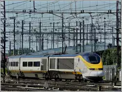 Une rame Eurostar quitte la gare de Bruxelles-Midi le 30 mai 2009.