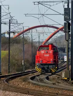 De CFL Cargo 1508 rijdt op 24 februari 2014 tussen Noertzange en Schifflange.